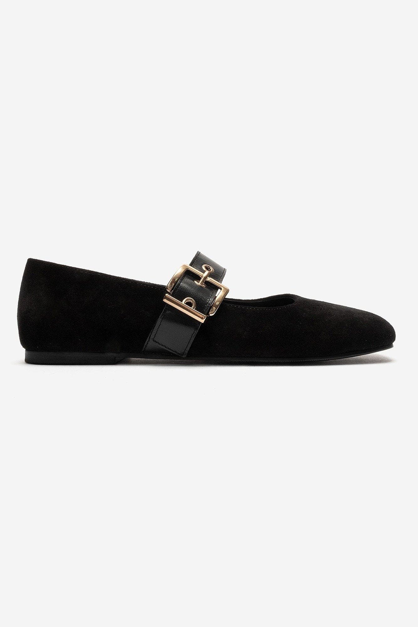 Jonas Leather Ballet Flat, Alternate, color, Black Suede