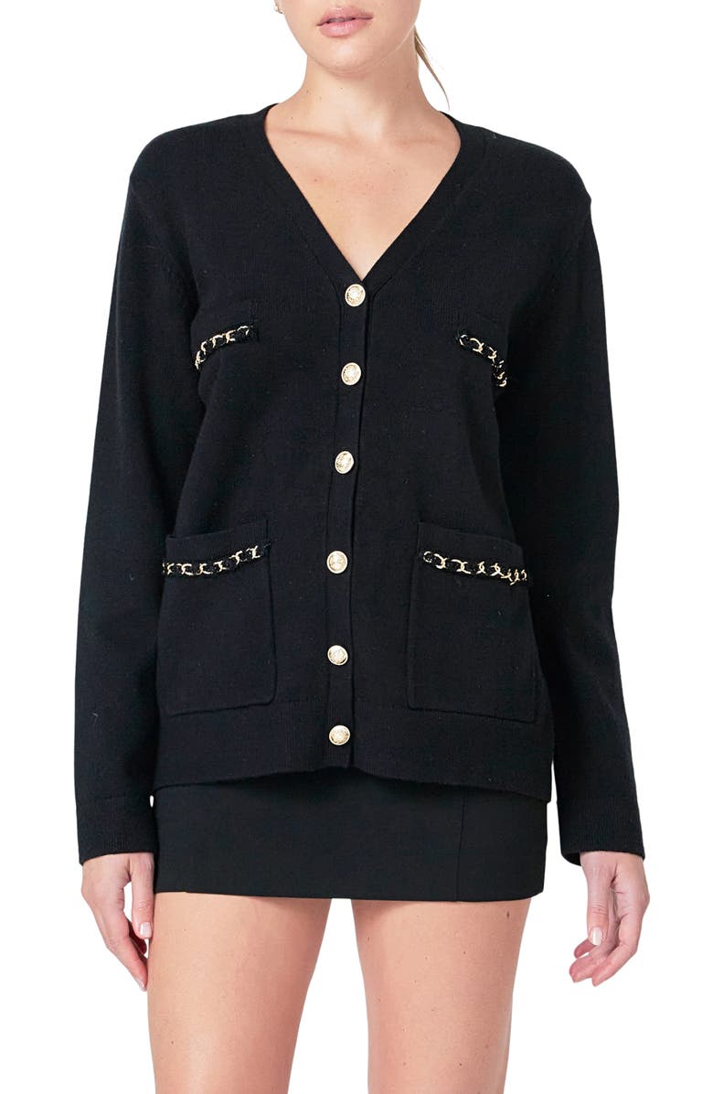 Endless Rose Chain Trim Oversize Cardigan, Main, color,