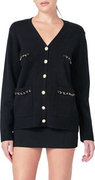 Endless Rose Chain Trim Oversize Cardigan
