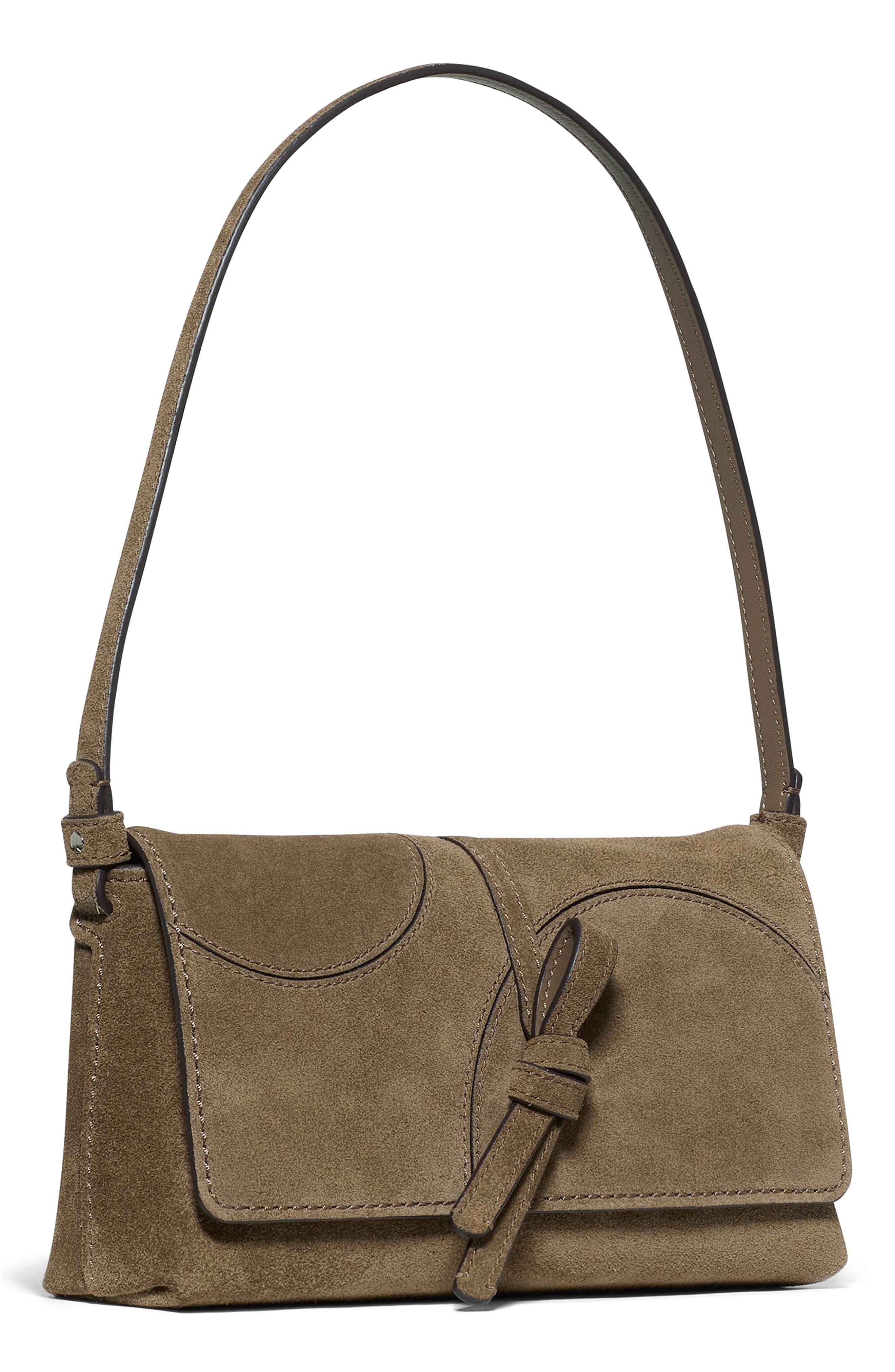 Loop Dot Patchwork Suede Small Shoulder Bag, Alternate, color, DRIFTWOOD