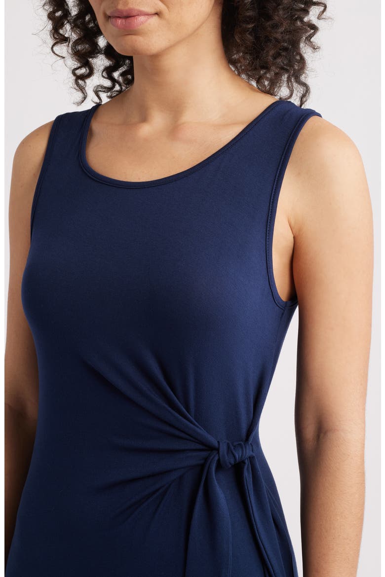 Side Tie Sleeveless Midi Dress, Alternate, color, NAVY