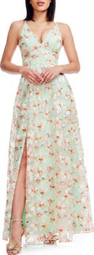 Dress the Population Alyssa Embroidered Floral Gown