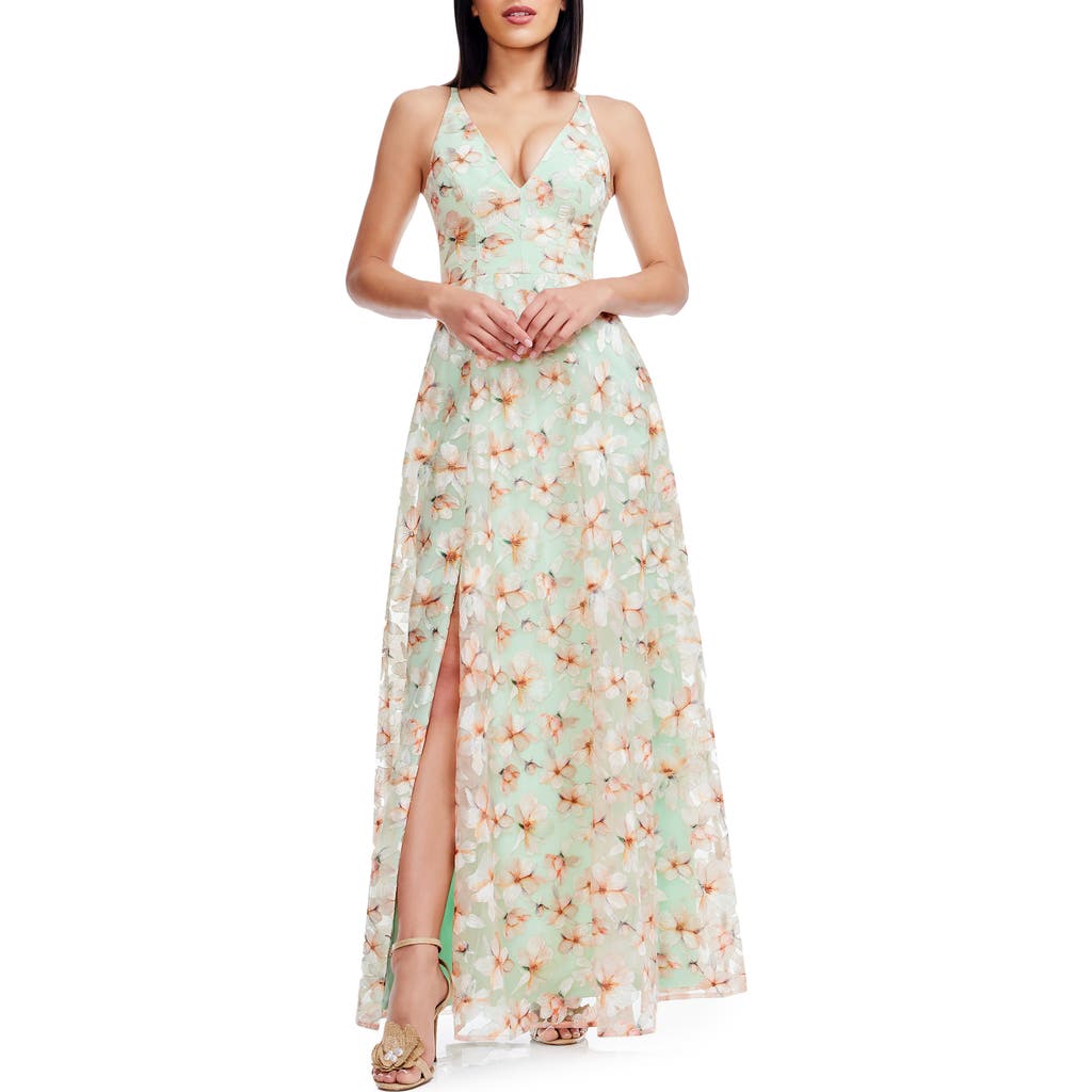 DRESS THE POPULATION DRESS THE POPULATION ALYSSA EMBROIDERED FLORAL GOWN