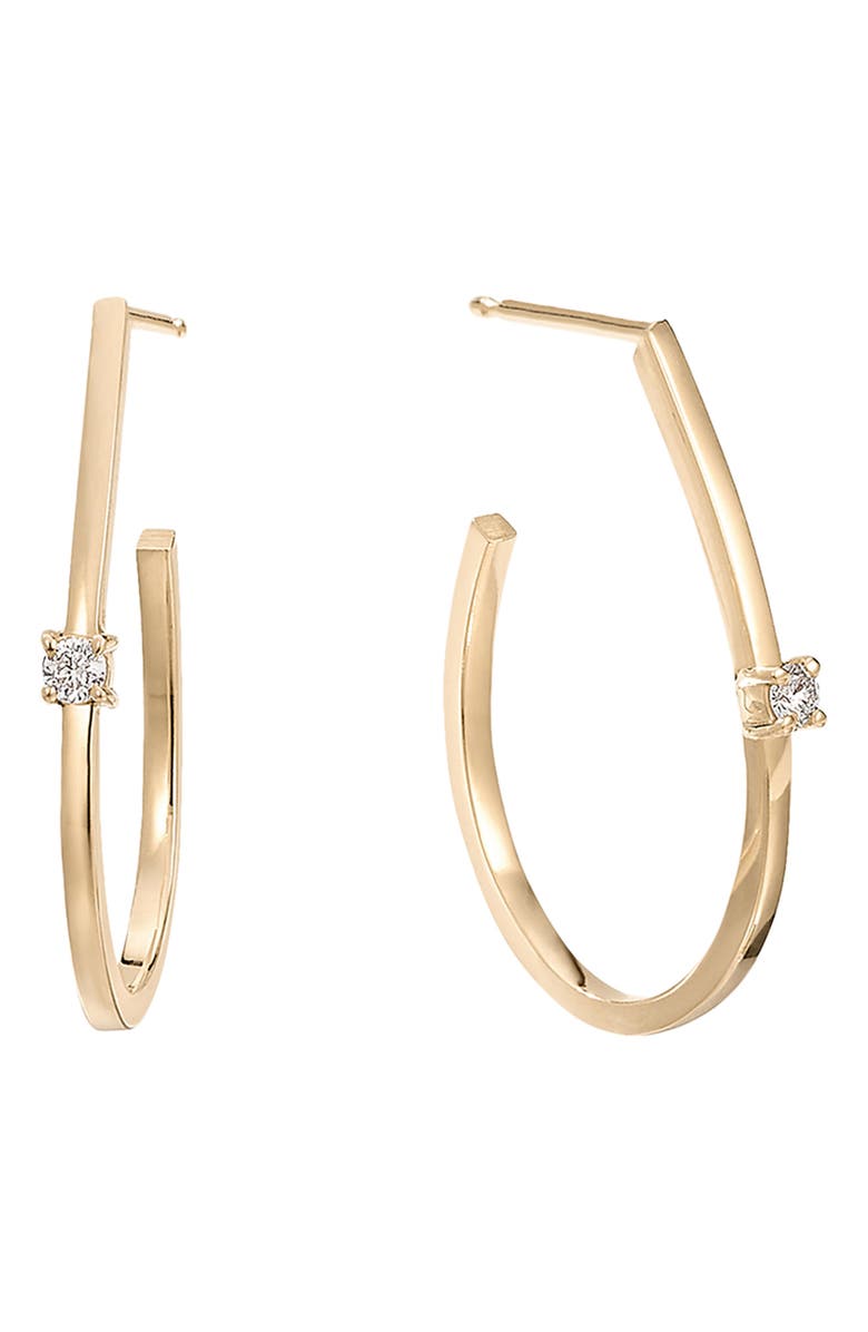 LANA Solo Round Diamond Teardrop Hoop Earrings, Main, color, 