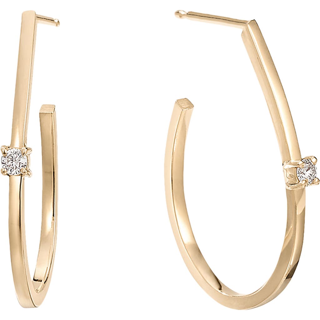 LANA LANA SOLO ROUND DIAMOND TEARDROP HOOP EARRINGS