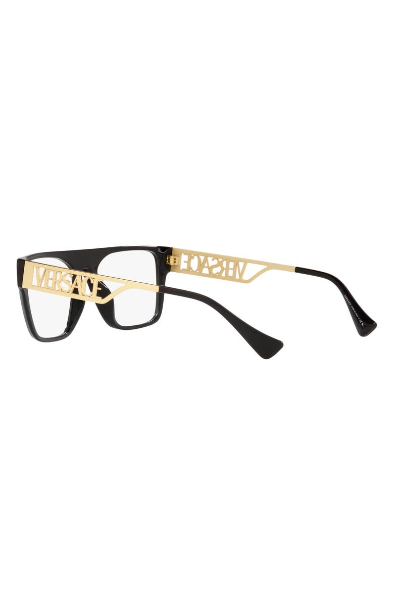Versace 55mm Recangular Optical Glasses, Alternate, color, Black