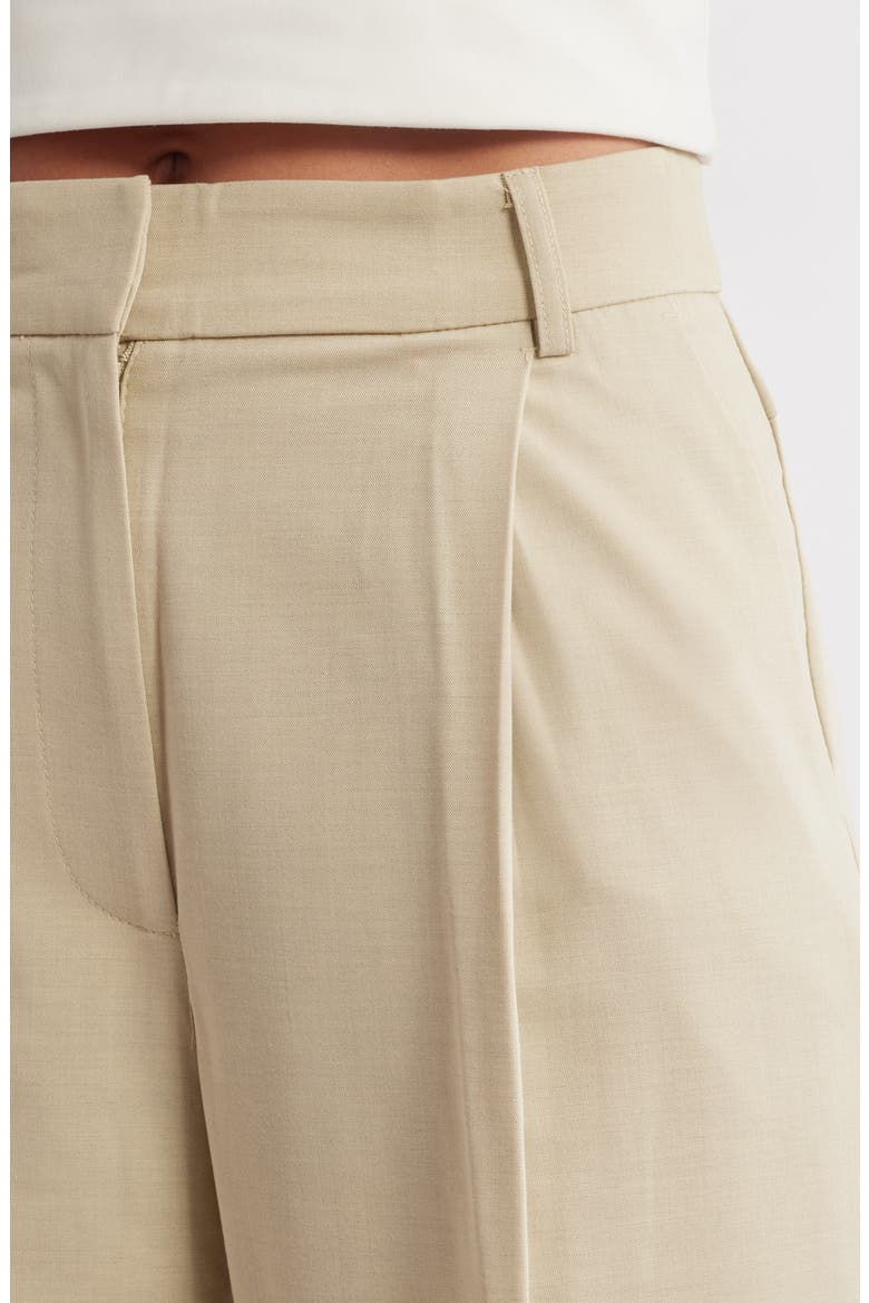 Pleated High Waist Wide Leg Trousers, Alternate, color, BEIGE