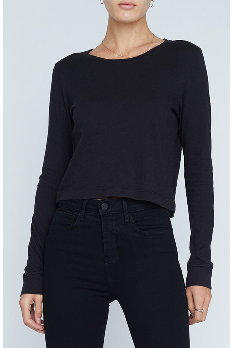 Benny Crewneck Crop T-Shirt, Main, color, BLACK
