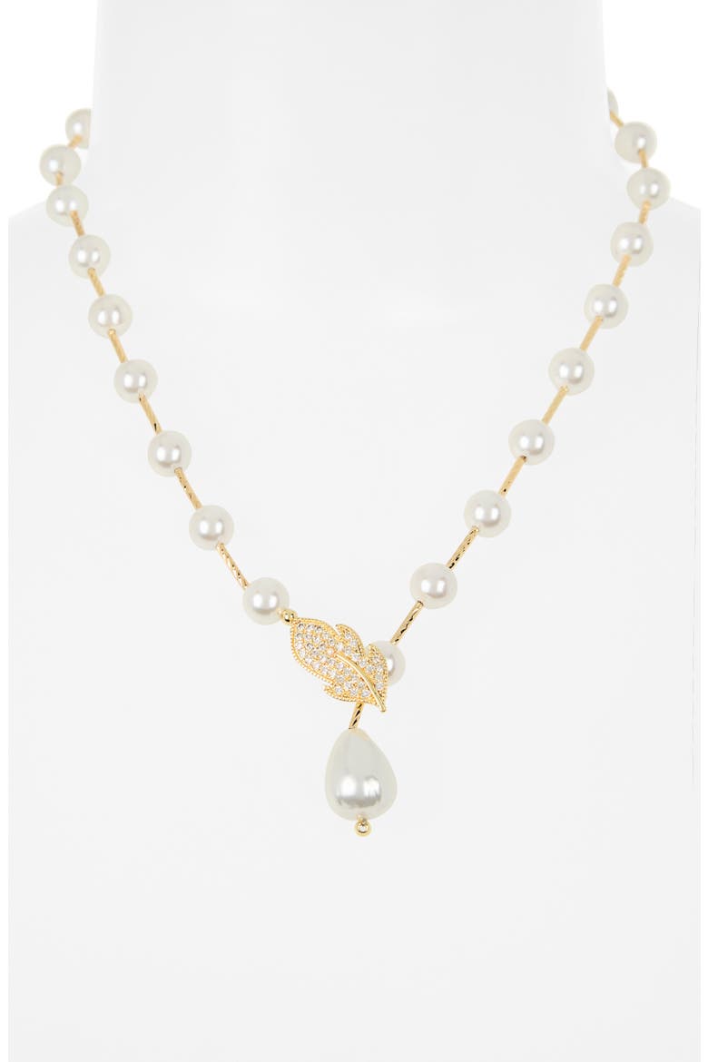 Sabrina Crystal & Faux Pearl Necklace, Alternate, color, GOLD