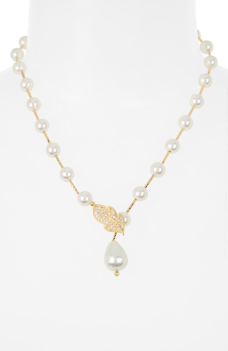 EYE CANDY LOS ANGELES Sabrina Crystal & Faux Pearl Necklace, Alternate, color, Gold