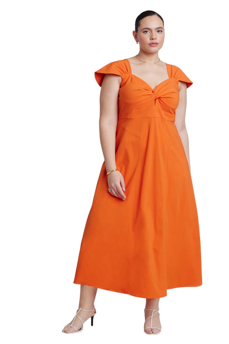 Twist Detail Midi Dress, Main, color, PUFFIN'S BILL