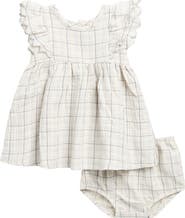 QUINCY MAE Alina Plaid Ruffle Organic Cotton Dress with Bloomers