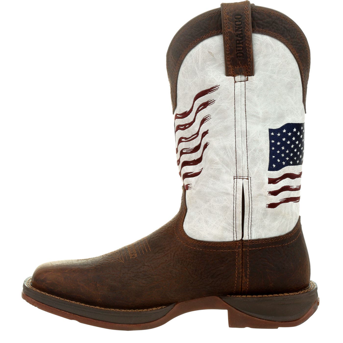 DURANGO Distressed Flag Embroidery Western Boot, Alternate, color, Bay Brown And White