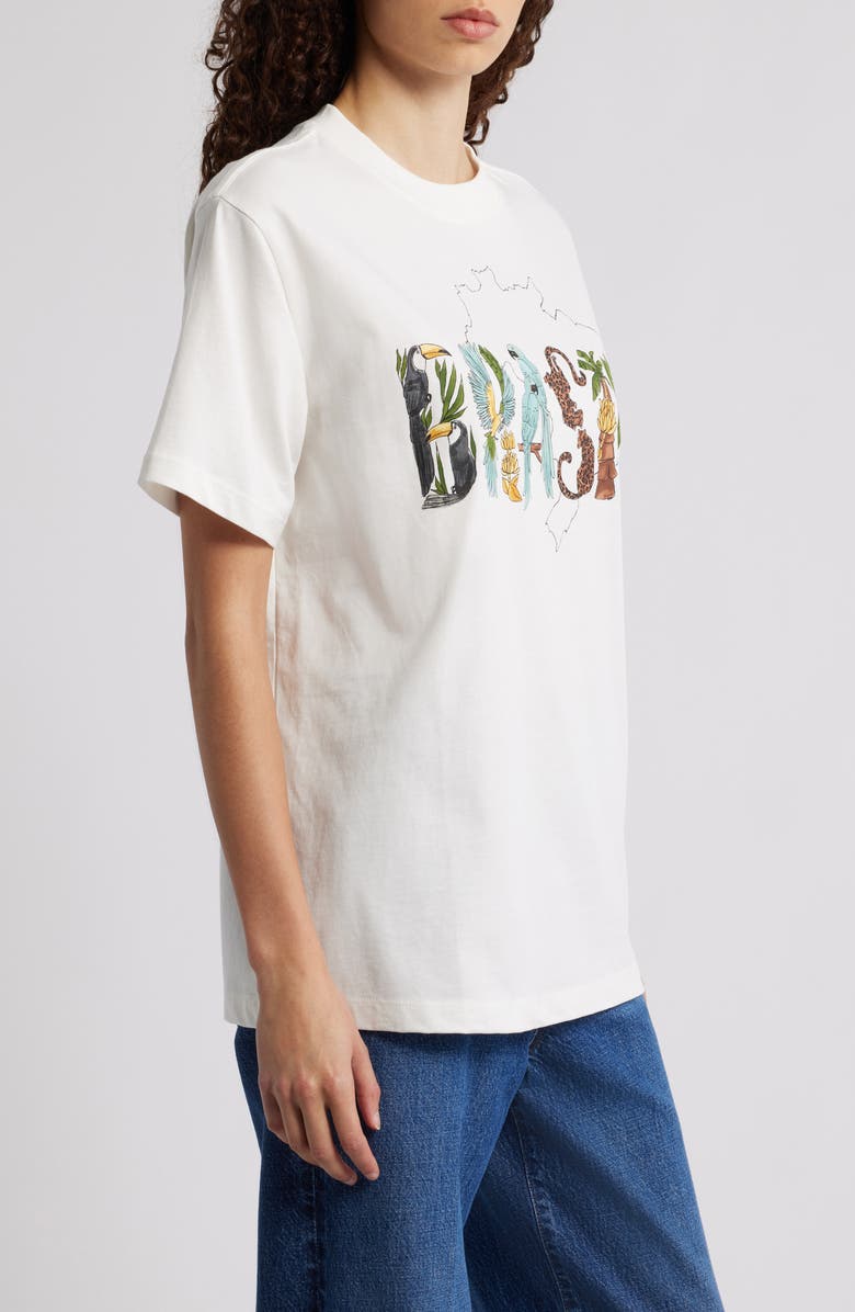 FARM Rio Brasil Relaxed Cotton T-Shirt, Alternate, color, Off-White