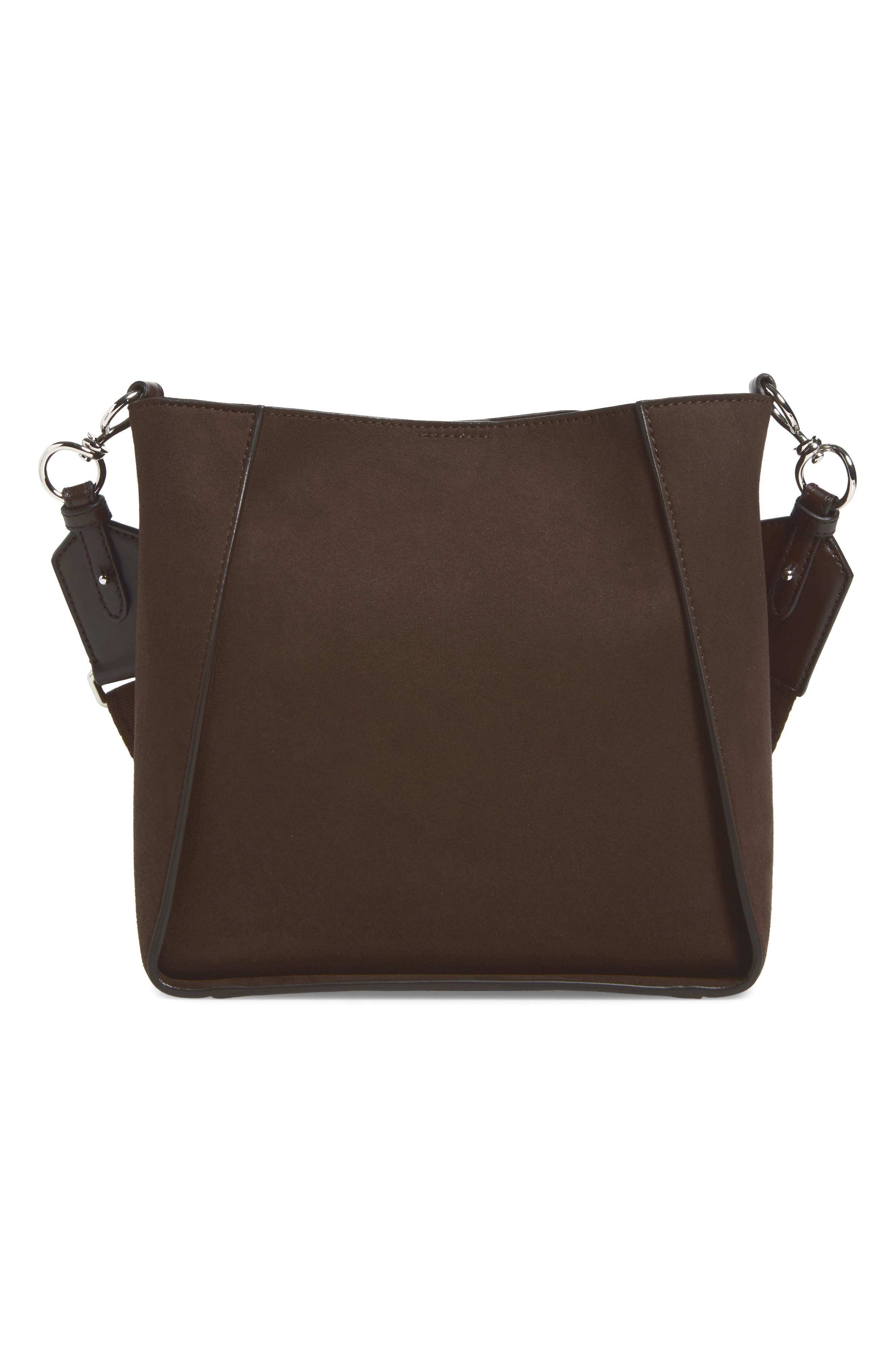 Logo Faux Suede Crossbody Bag, Alternate, color, COFFEE