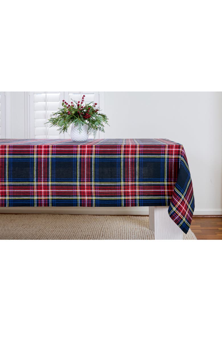 Solino Home Linen Tablecloth - Stewart Plaid, Main, color, Black