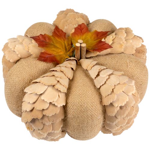 Northlight Fall Harvest Burlap And Pine Cone Pumpkin Decoration In Brown