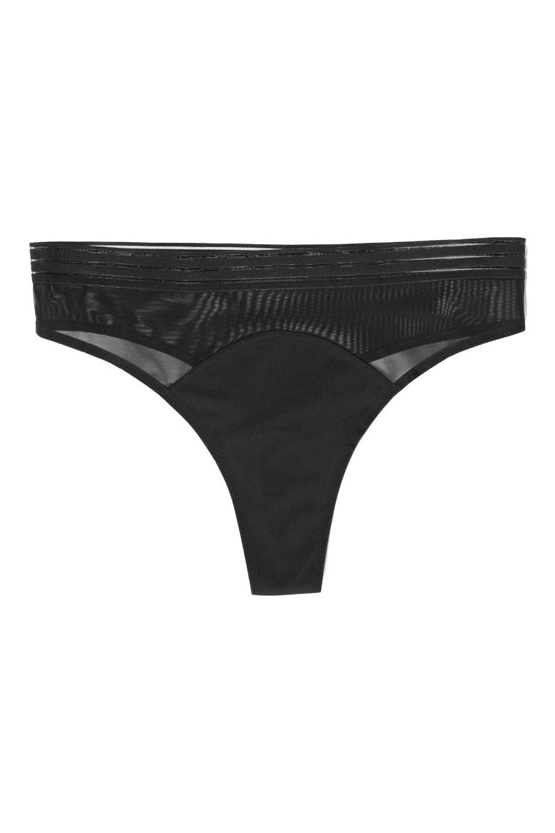 Period & Leakproof Light Absorbency Mesh Thong, Alternate, color, BLACK