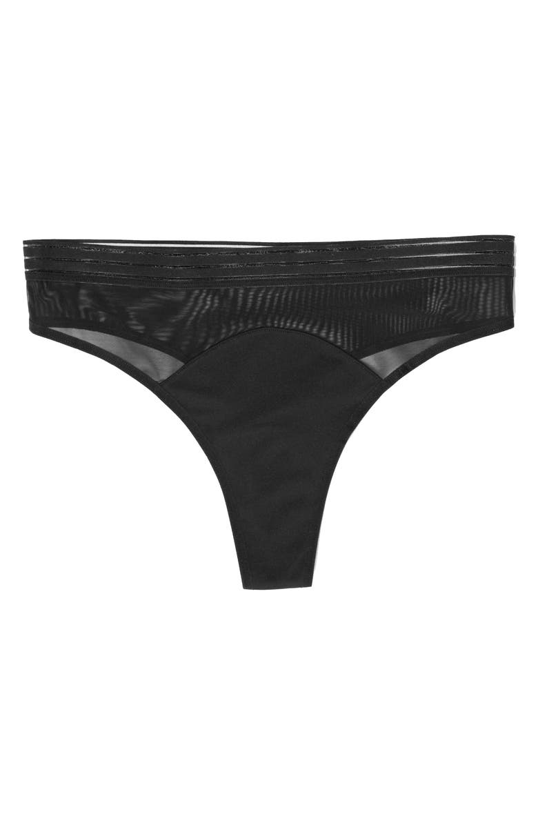 Saalt Period & Leakproof Light Absorbency Mesh Thong, Alternate, color, Black