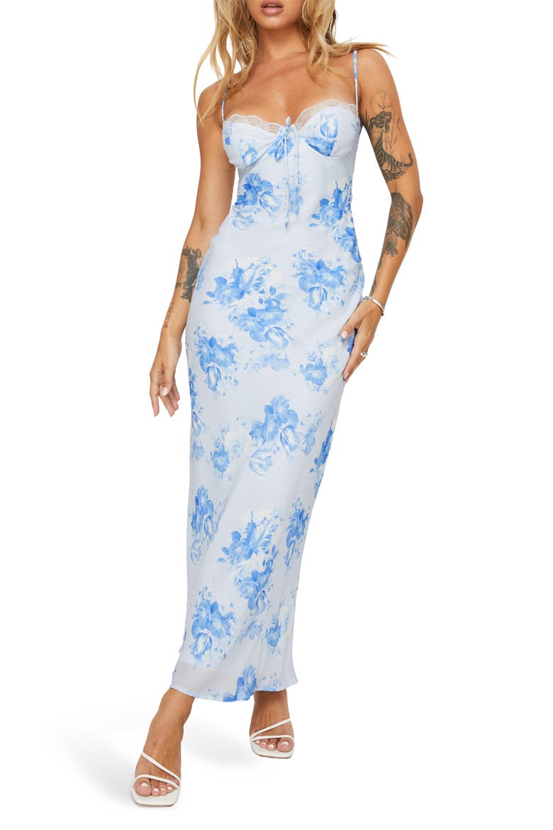 Hamri Floral Maxi Slipdress, Main, color, WHITE