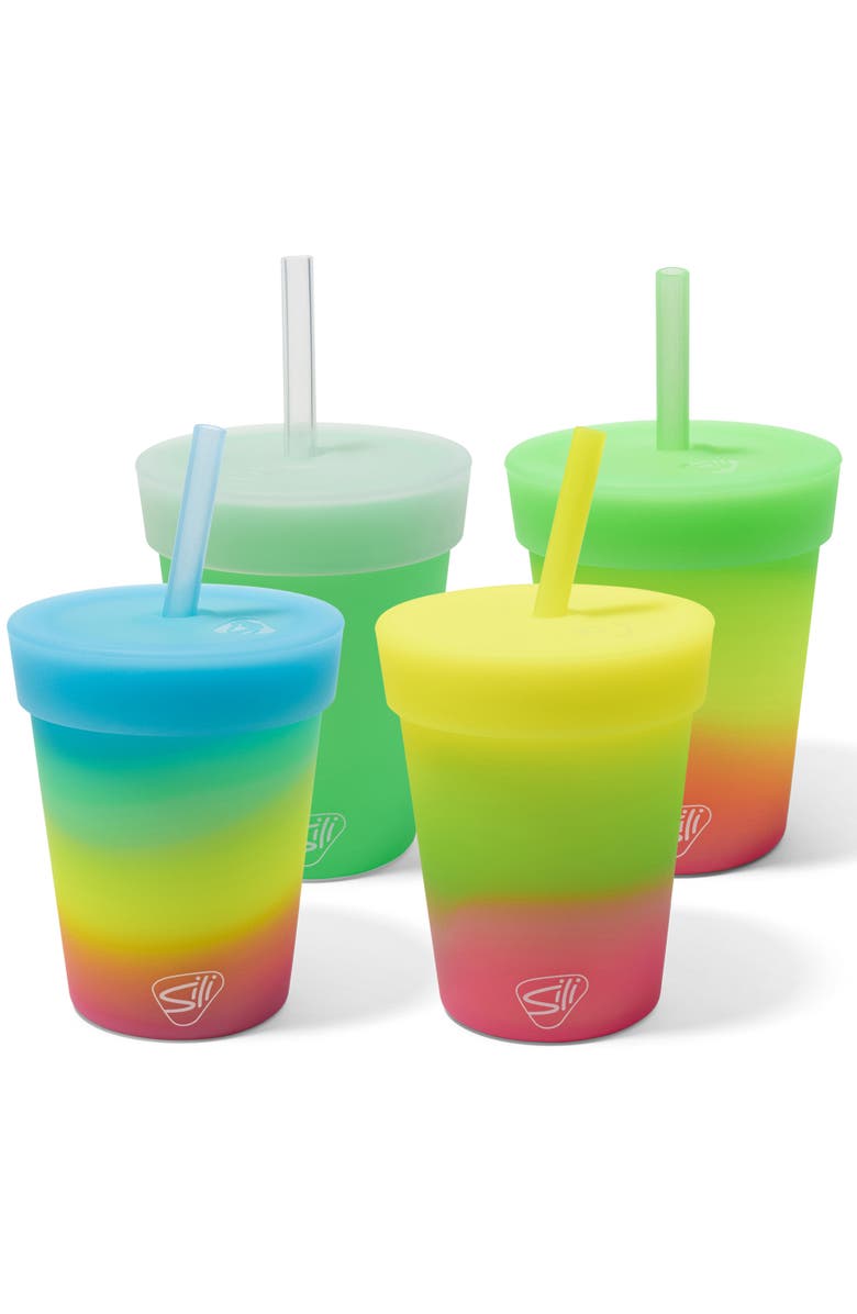 Silipint Kids Straw Tumblers 8oz 4 Pack, Main, color, 
