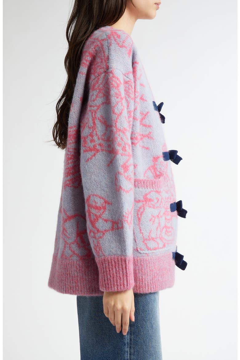 Fuzzy Laza Alpaca & Wool Blend Cardigan, Alternate, color, SKY/ PINK