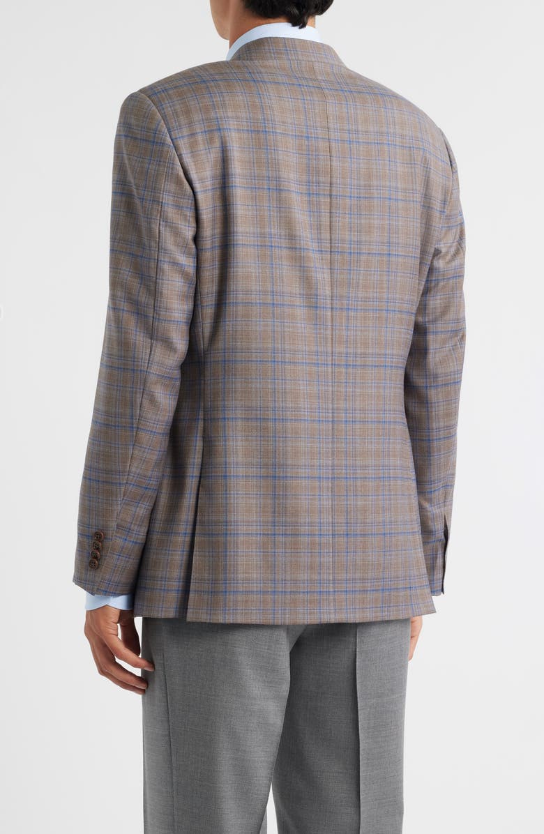 Canali Siena Regular Fit Brown & Blue Plaid Wool Sport Coat, Alternate, color, Light Brown