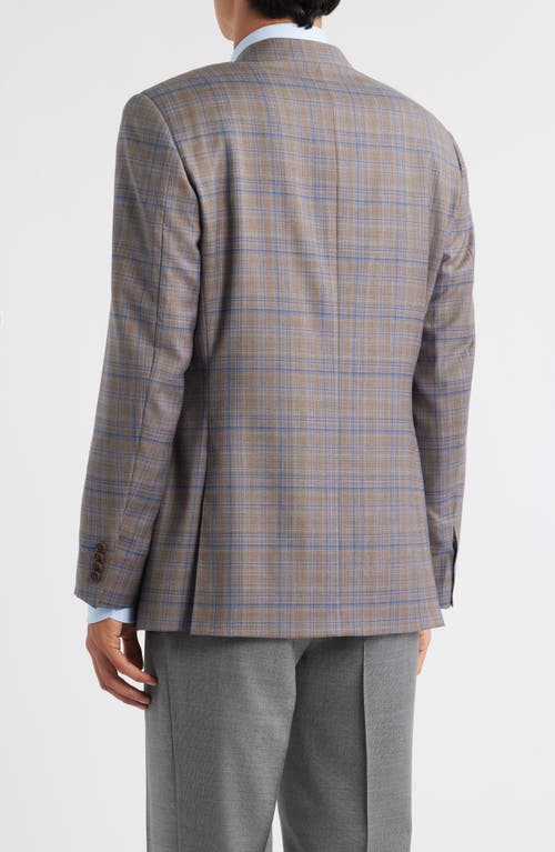 Canali Siena Regular Fit Brown & Blue Plaid Wool Sport Coat In Gray