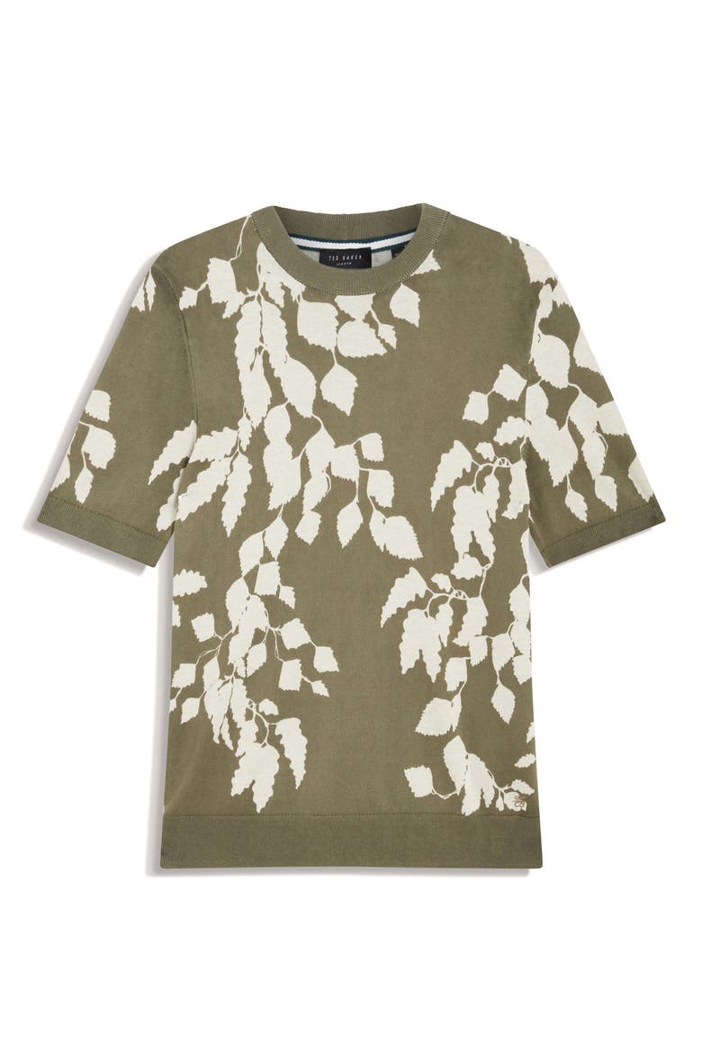 Alddat Leaf Print T-Shirt, Alternate, color, PL-GREEN