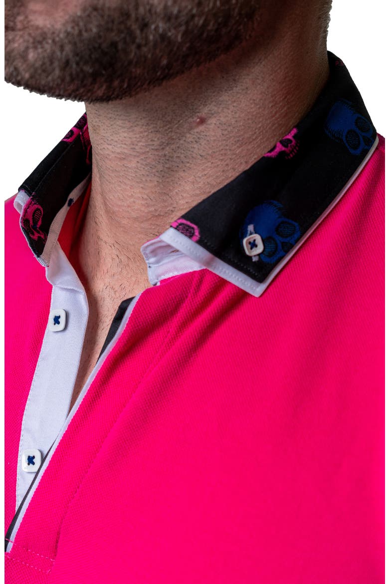 Mozartsolidskull Fuchsia Piqué Button-Down Polo, Alternate, color, PINK