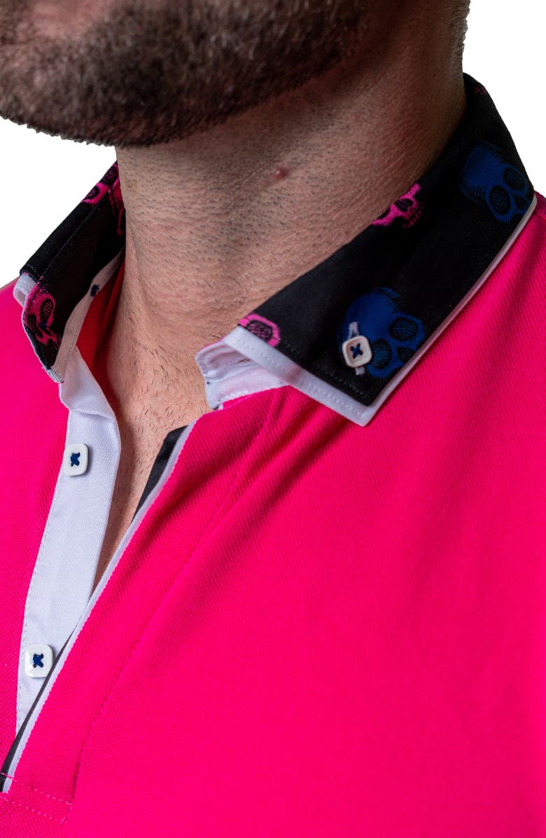 Maceoo Mozartsolidskull Fuchsia Piqué Button-Down Polo, Alternate, color, Pink