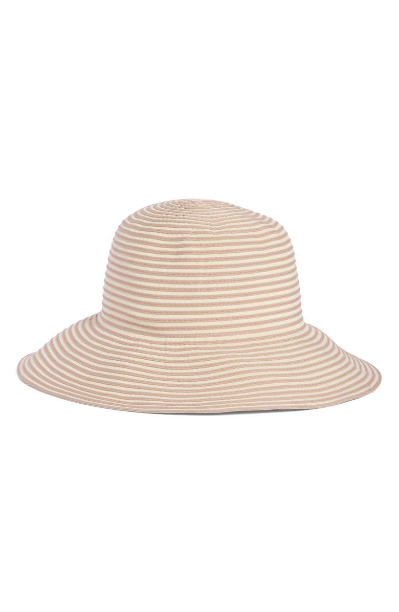 NORDSTROM RACK Stripe Wide Brim Bucket Hat, Main, color, Taupe Stripe