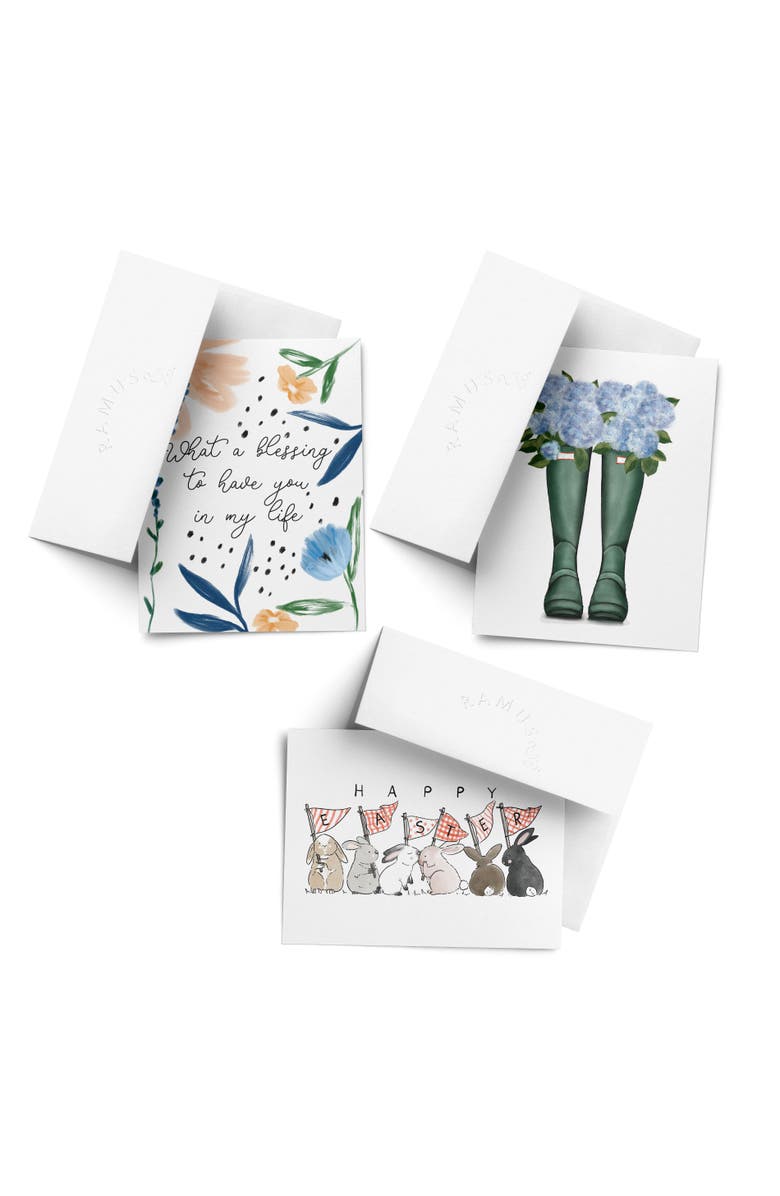 Ramus & Co Easter Assorted Greeting Card Pack (3ct) "Blessing, Rain Boots, Easter Bunnies", Main, color, Multi-Pack