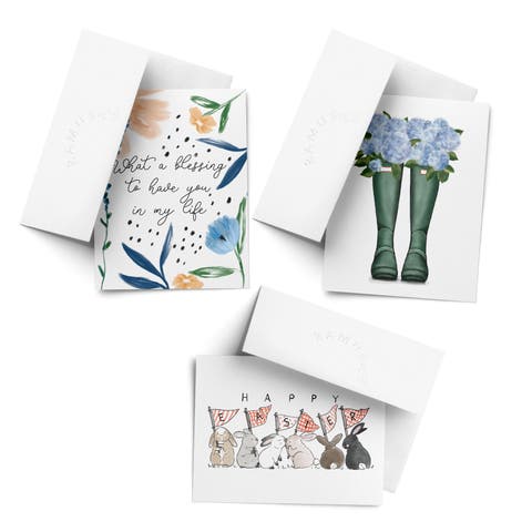 Easter Assorted Greeting Card Pack (3ct) "Blessing, Rain Boots, Easter Bunnies"