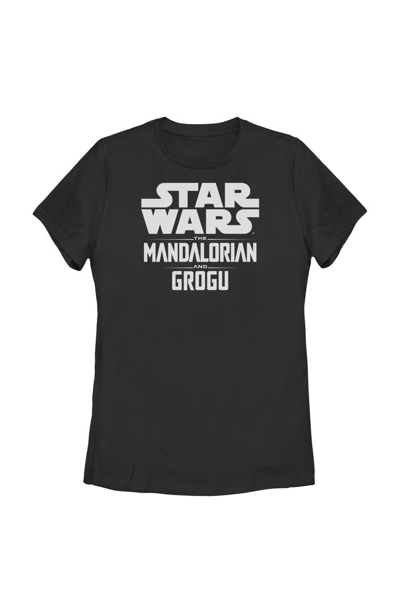 Star Wars: The Mandalorian and Grogu Women's Star Wars The Mandalorian and Grogu Official Bold Logo  Graphic T-Shirt, Main, color, Black