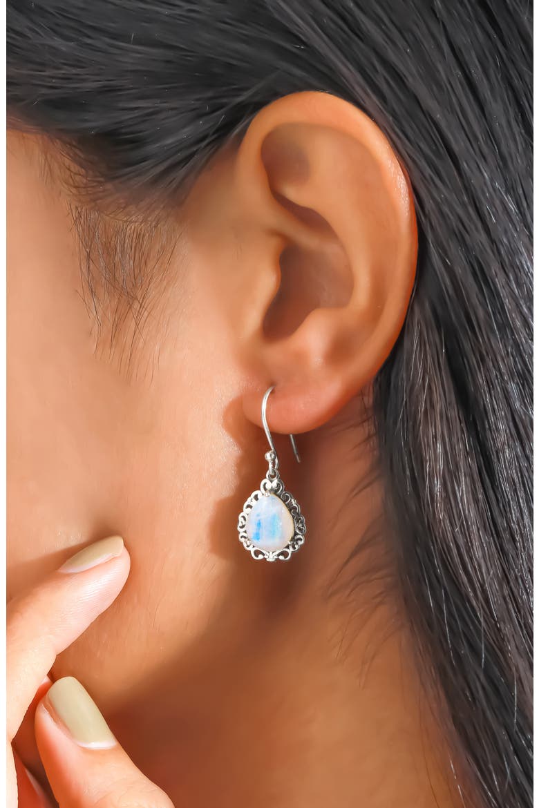 Moonstone Drop Earrings, Alternate, color, BLUE