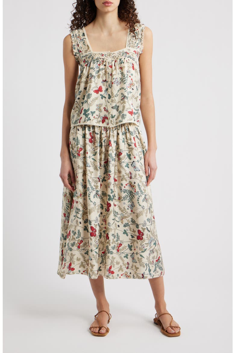 The Victorian Pleat Silk Tank, Main, color, FLOATING BUTTERFLY