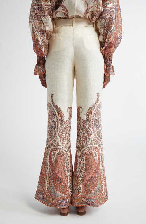 Zimmermann Rhiannon Multicolor Flared Pants With Drawstring Waist And Paisley Print In Cotton Woman In Cream Paisley
