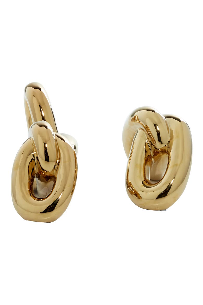 Goldtone Porcelain Chain Sculpture - Set of 2, Alternate, color, GOLD