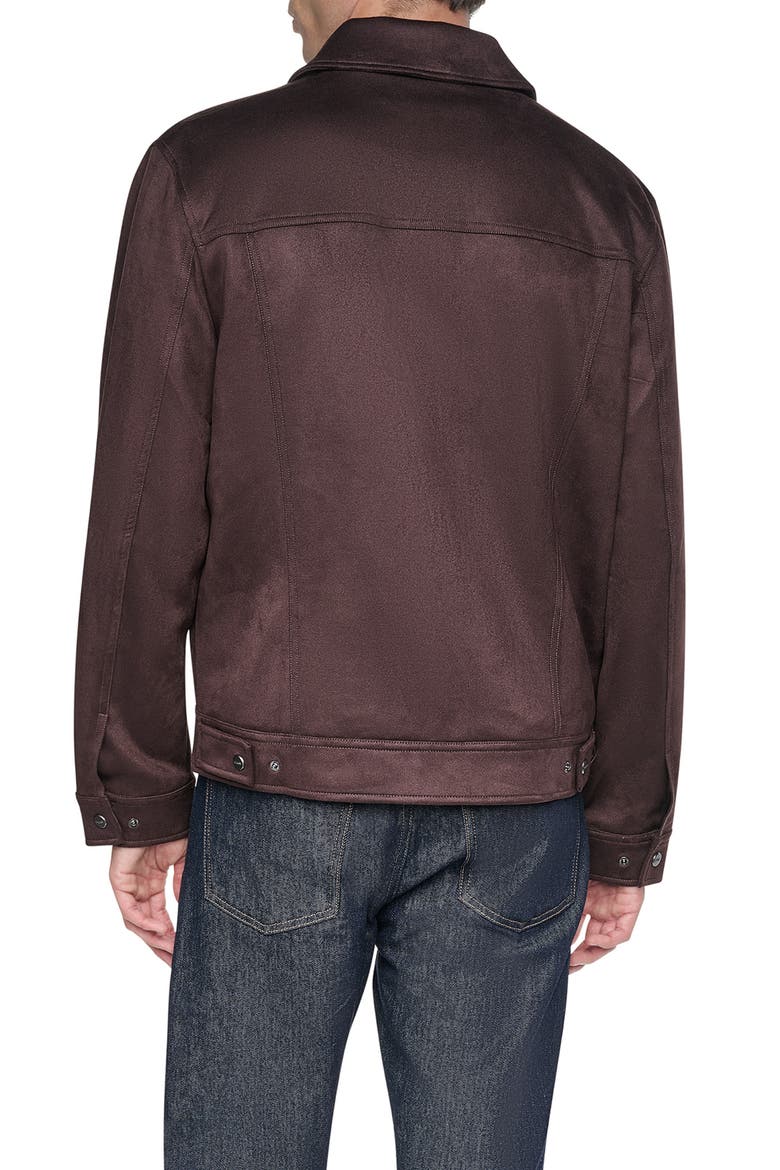 Faux Suede Shirt Jacket, Alternate, color, BROWN