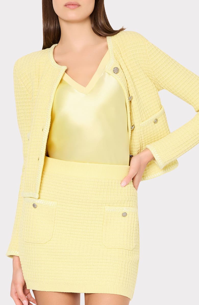 Milly Sade Textured Cardigan, Alternate, color, Lt Yellow