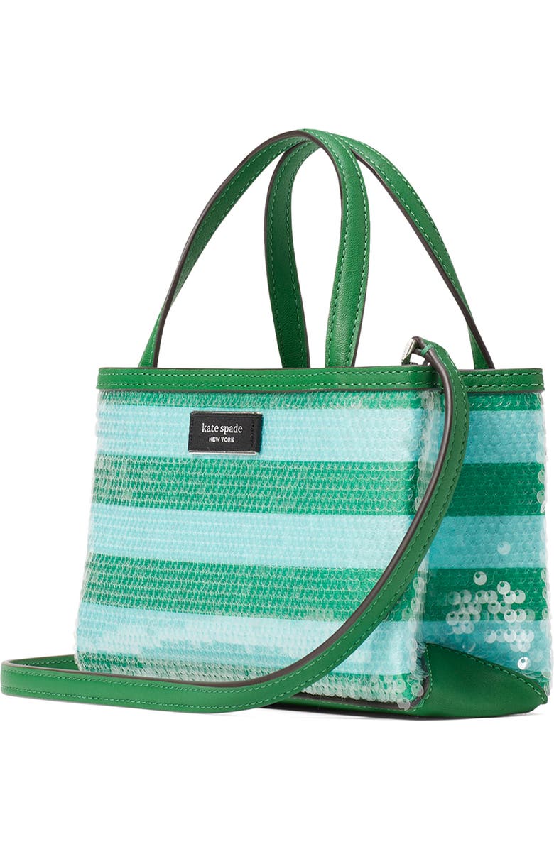 Kate Spade New York sam icon seaside stripe sequin tote, Alternate, color, Fresh Greens Multi