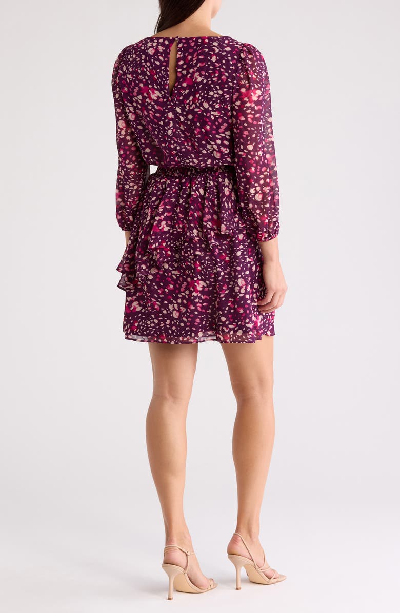 Eliza J Balloon Sleeve Tiered Ruffle Chiffon Dress, Alternate, color,