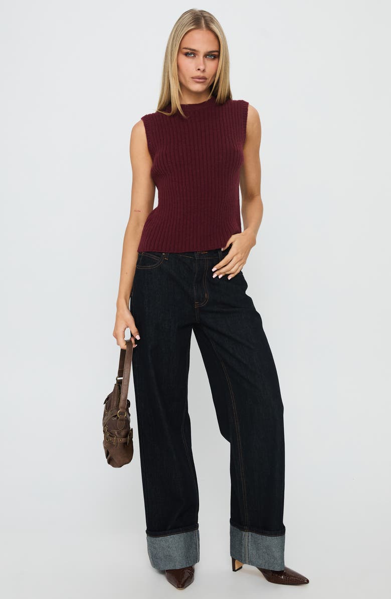 Princess Polly Jessabell Rib Sleeveless Sweater, Alternate, color, Wine