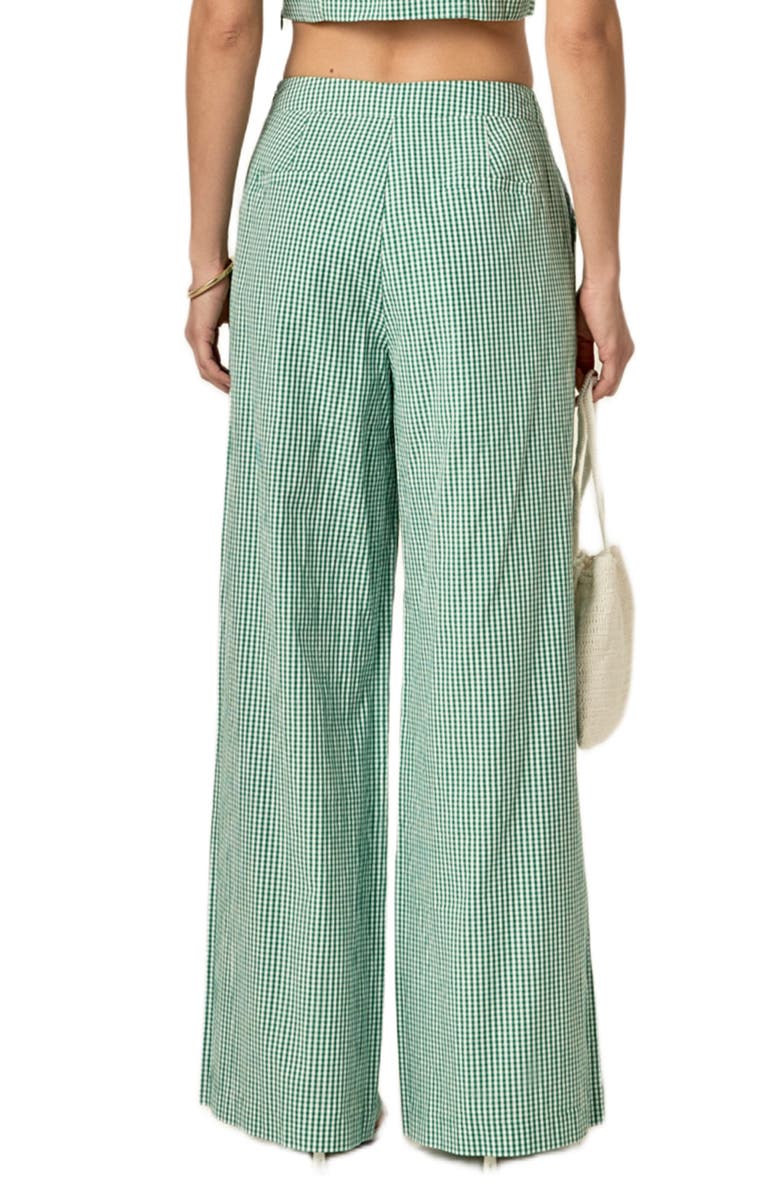 English Factory Check Wide Leg Pants, Alternate, color, Kelly Green