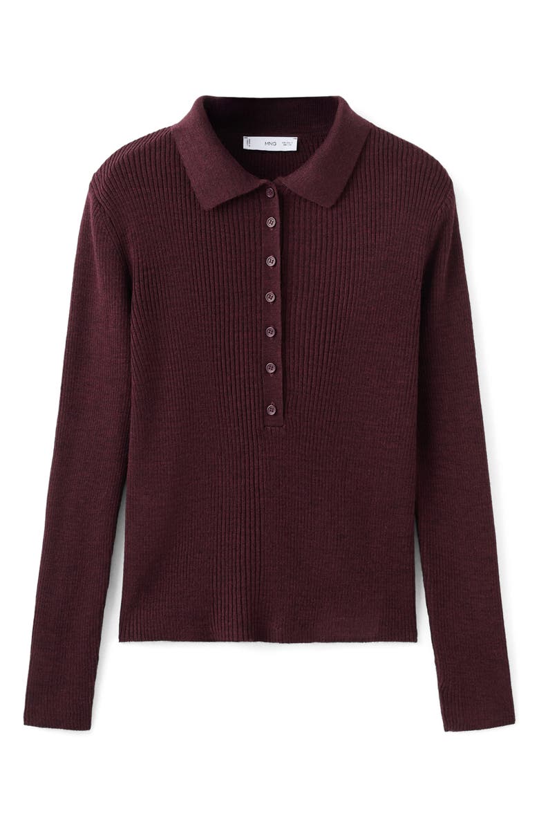 MANGO Rib Long Sleeve Polo Sweater, Alternate, color,