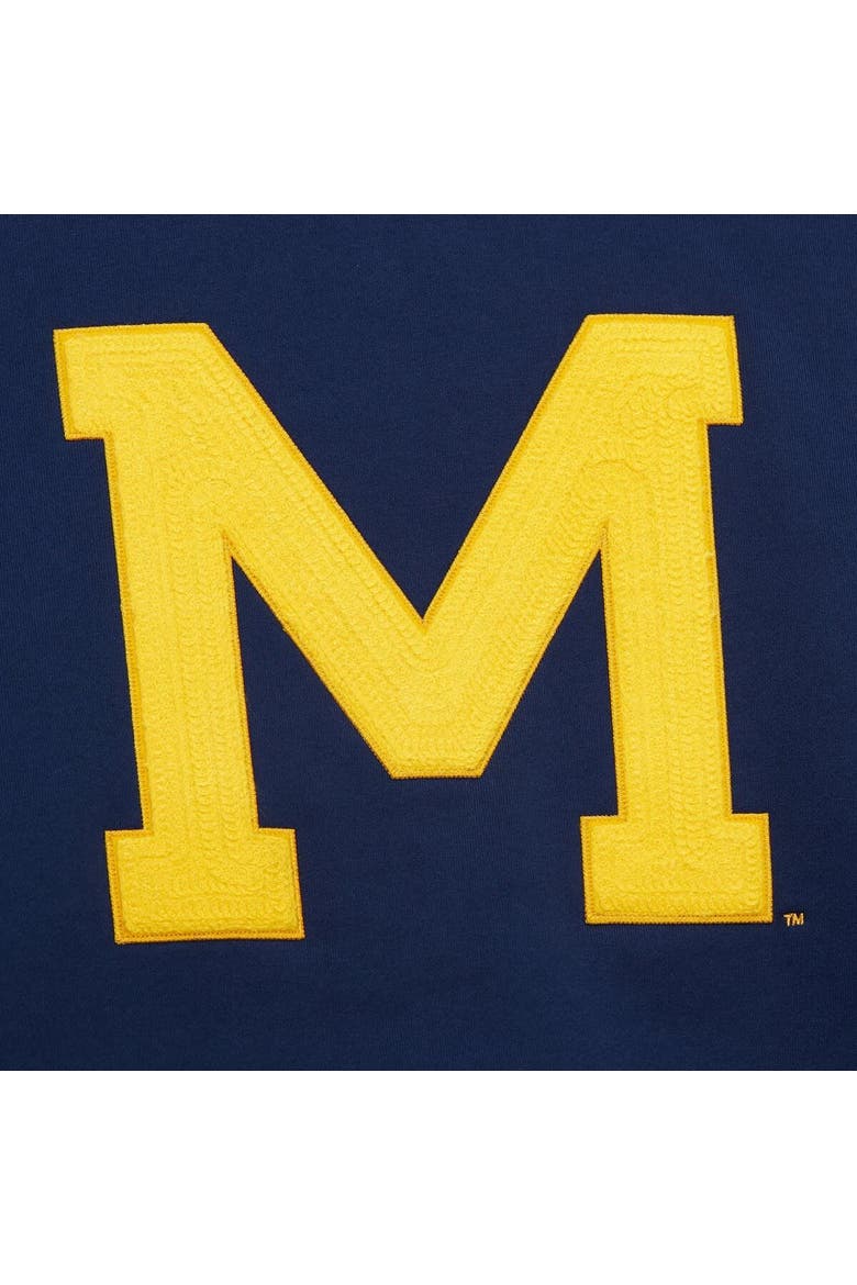 Men's Mitchell & Ness Navy Michigan Wolverines Chainstich Fleece Pullover Hoodie, Alternate, color, Navy