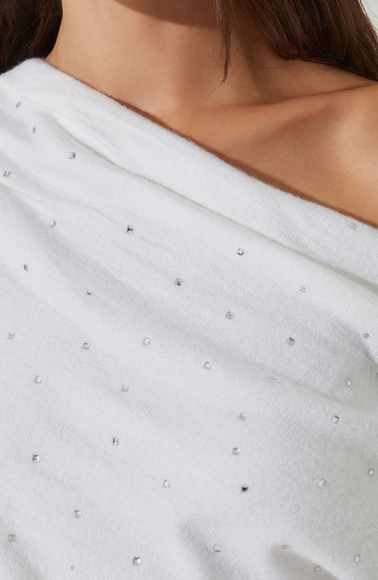 ASTR the Label Devin Embellished One-Shoulder Sweater, Alternate, color, 