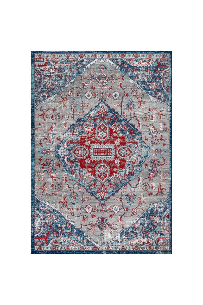 Modern Persian Vintage Medallion Area Rug, Main, color, Red/Navy