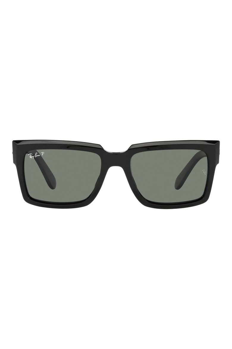 Inverness 54mm Polarized Pillow Sunglasses, Main, color, BLACK / POLARIZED GREEN